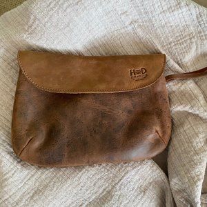 Leather clutch handbag